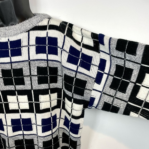 Vintage Windowpane Pattern 80s 90s knit sweater men’s - Picture 5 of 11